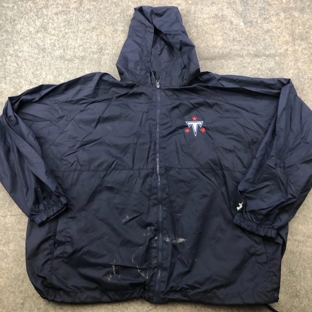 Vintage Tennessee Titans Jacket Men 2XL Hooded Logo Windbreaker Full Zip Retro*
